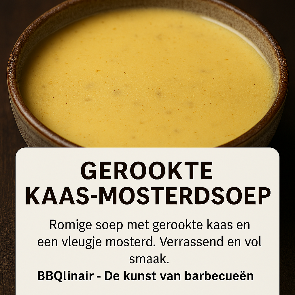 Gerookte kaas‑mosterdsoep – romige soep met gerookte kaas en mosterd